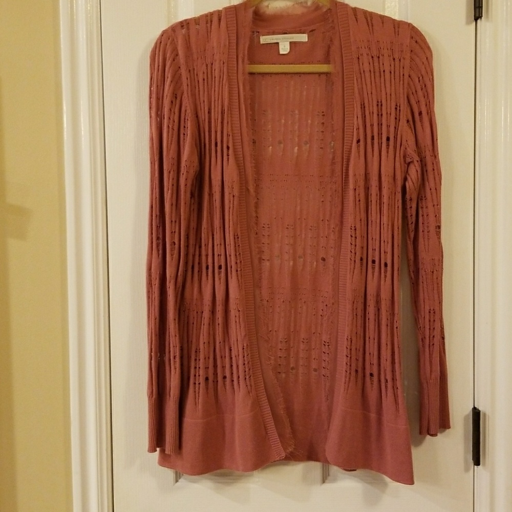Lauren Conrad dusty pink lacy knit cardigan
